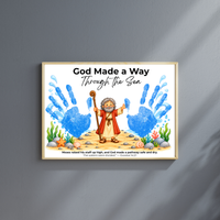 Moses Parts the Red Sea Handprint Craft | God Made a Way Christian Bible Printable for Kids