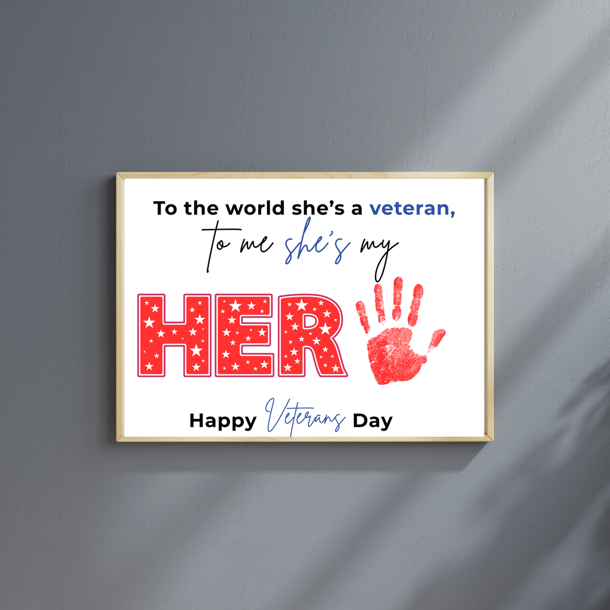 Veterans Day Handprint Craft for Kids | My Hero Veteran Printable Keepsake | Military Family Activity
