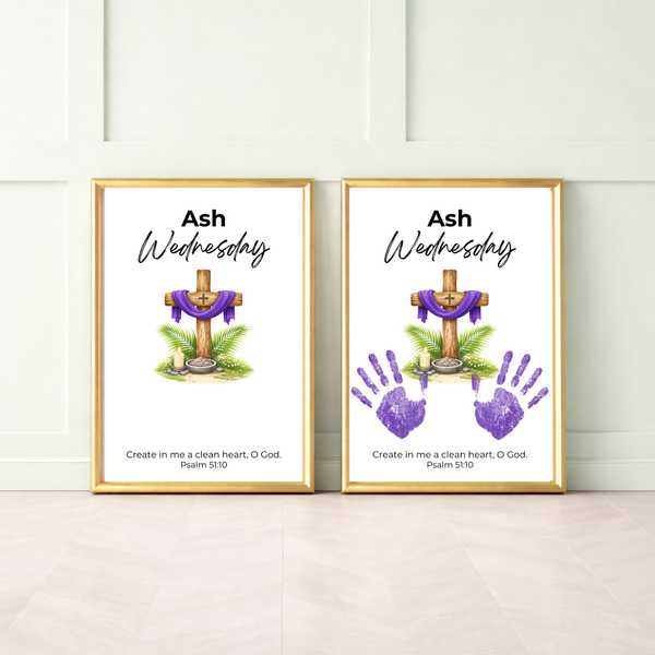 Ash Wednesday Handprint Craft Printable | Christian Lent Keepsake Art | Psalm 51:10 Faith-Based Kids Activity PDF
