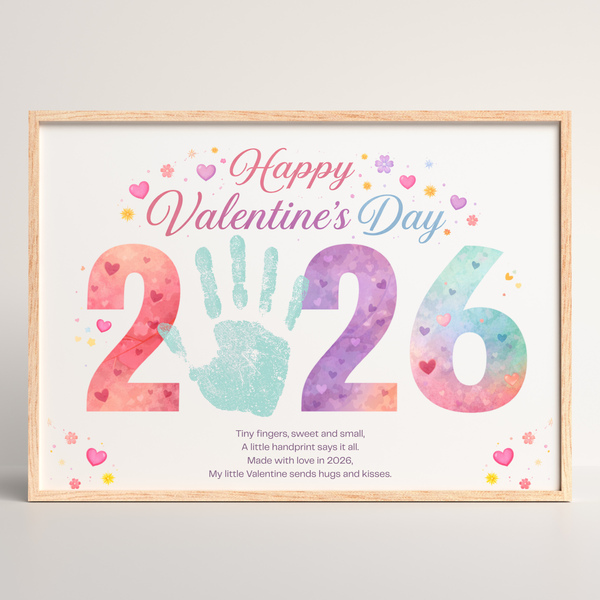Valentine’s Day 2026 Handprint Craft Printable | Yearly Valentine Keepsake | Kids Valentine Art PDF