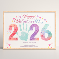 Valentine’s Day 2026 Handprint Craft Printable | Yearly Valentine Keepsake | Kids Valentine Art PDF