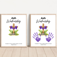 Ash Wednesday Handprint Craft Printable | Christian Lent Keepsake Art | Psalm 51:10 Faith-Based Kids Activity PDF