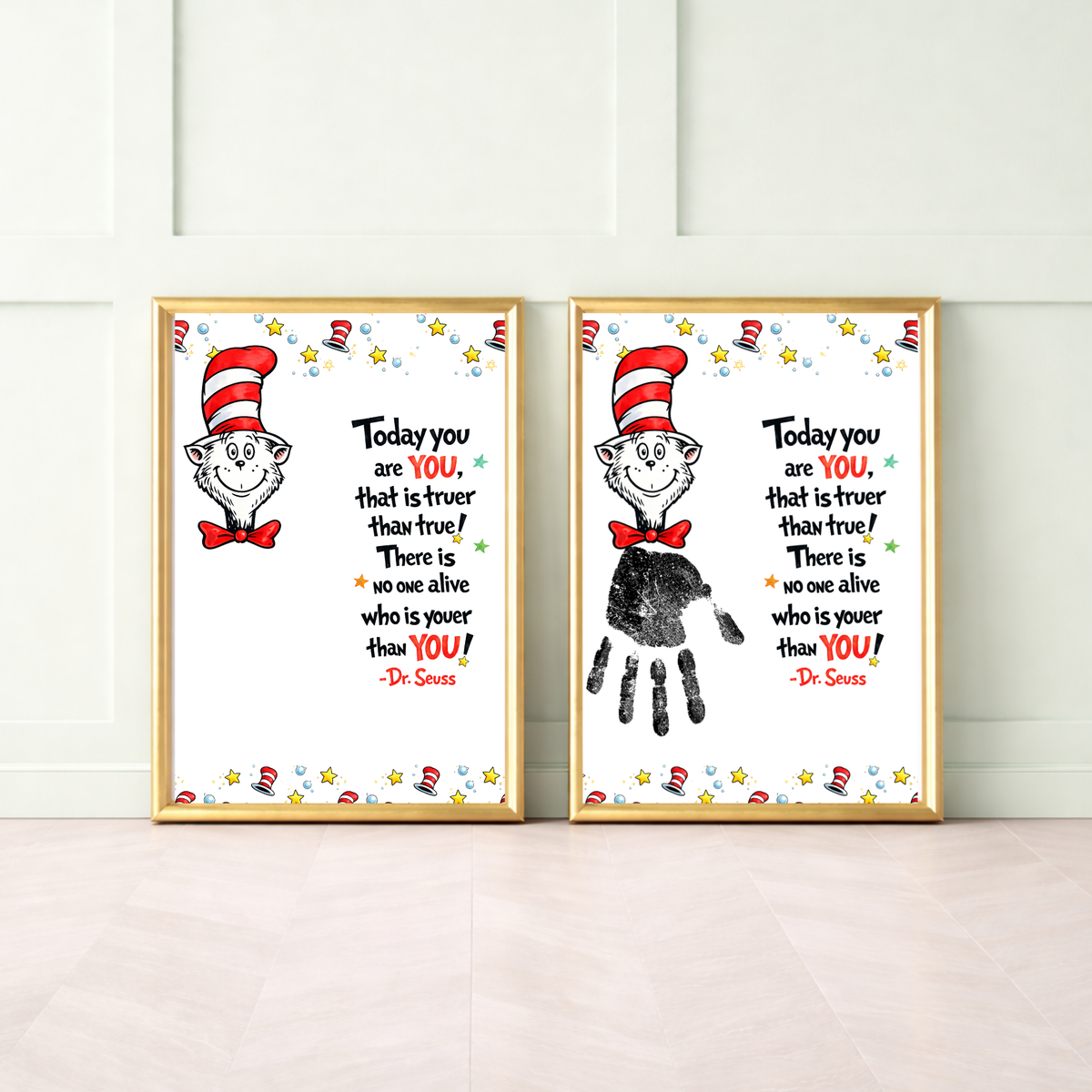 Today You Are YOU Printable | Dr. Seuss Inspired Handprint Art | Kids Classroom Quote Art | Reading Motivation Keepsake PDF