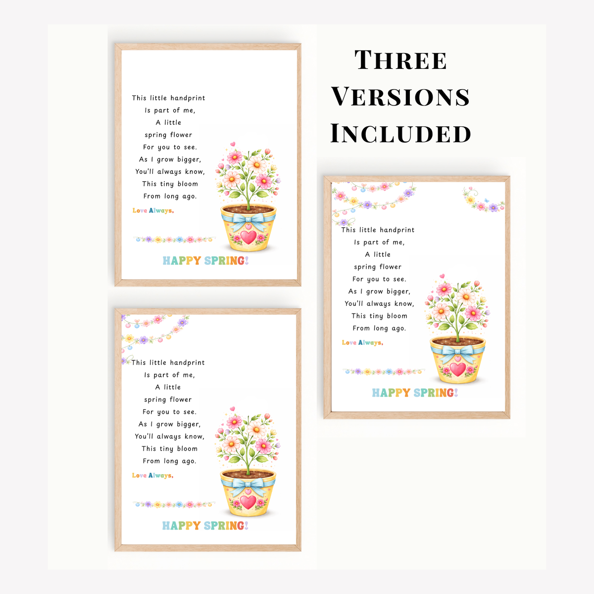 Spring Handprint Flower Craft Printable | Personalized Keepsake Poem Activity | Preschool Spring Art Gift | Kids Flower Pot Handprint PDF