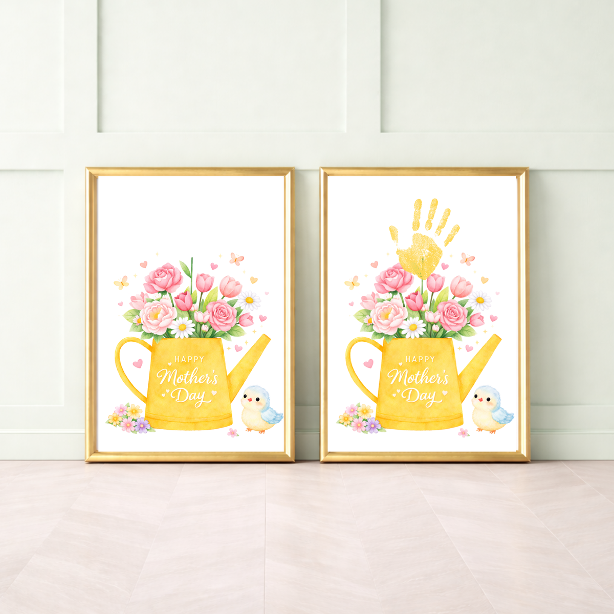 Mother’s Day Handprint Craft Printable | “Happy Mother’s Day” Flower Watering Can Keepsake | Preschool Kids Mother’s Day Activity PDF