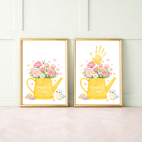 Mother’s Day Handprint Craft Printable | “Happy Mother’s Day” Flower Watering Can Keepsake | Preschool Kids Mother’s Day Activity PDF