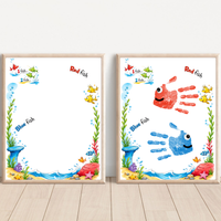 Red Fish Blue Fish Handprint Craft Printable | Kids Literacy Art Activity | Color Learning Classroom Keepsake PDF