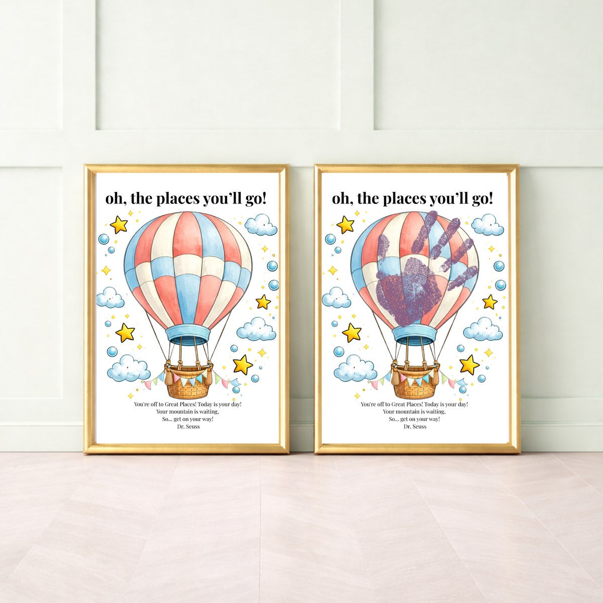 Hot Air Balloon Graduation Handprint Craft Printable | “Oh, the Places You’ll Go!” Inspirational Keepsake | End of Year Art PDF