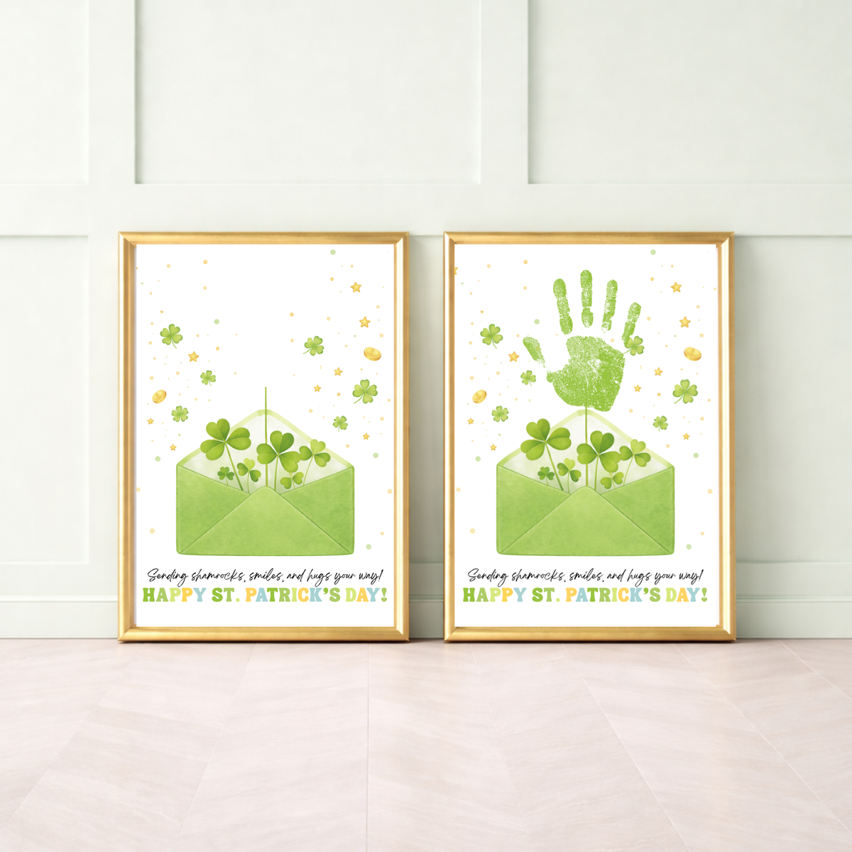 St. Patrick’s Day Handprint Craft Printable | Shamrock Envelope Keepsake Art | Preschool Fine Motor Activity PDF