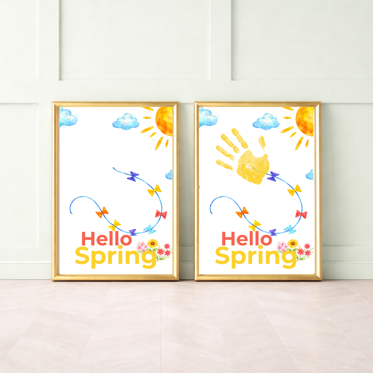 Hello Spring Handprint Kite Craft Printable with Kite | Spring Preschool Activity | Kids Seasonal Art Project | Classroom Spring Keepsake PDF