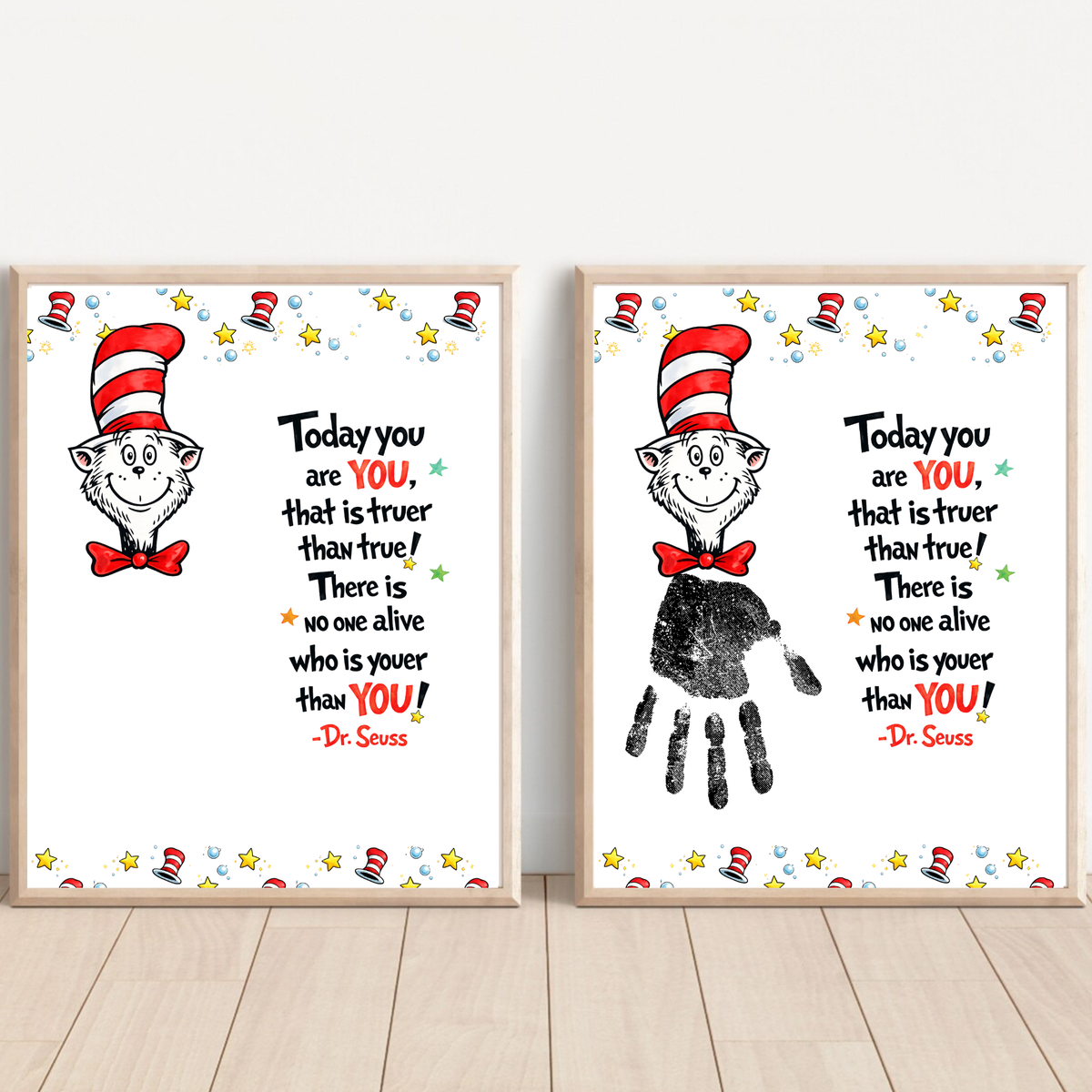 Today You Are YOU Printable | Dr. Seuss Inspired Handprint Art | Kids Classroom Quote Art | Reading Motivation Keepsake PDF