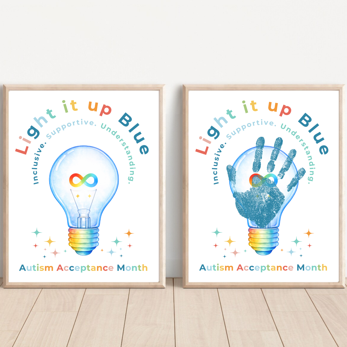 Autism Acceptance Month “Light It Up Blue” Handprint Craft Printable | Autism Awareness & Inclusion Kids Activity | Classroom SEL Art PDF