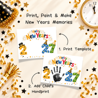 New Year 2027 Handprint Craft & Coloring Page | Happy New Year Keepsake Printable for Kids
