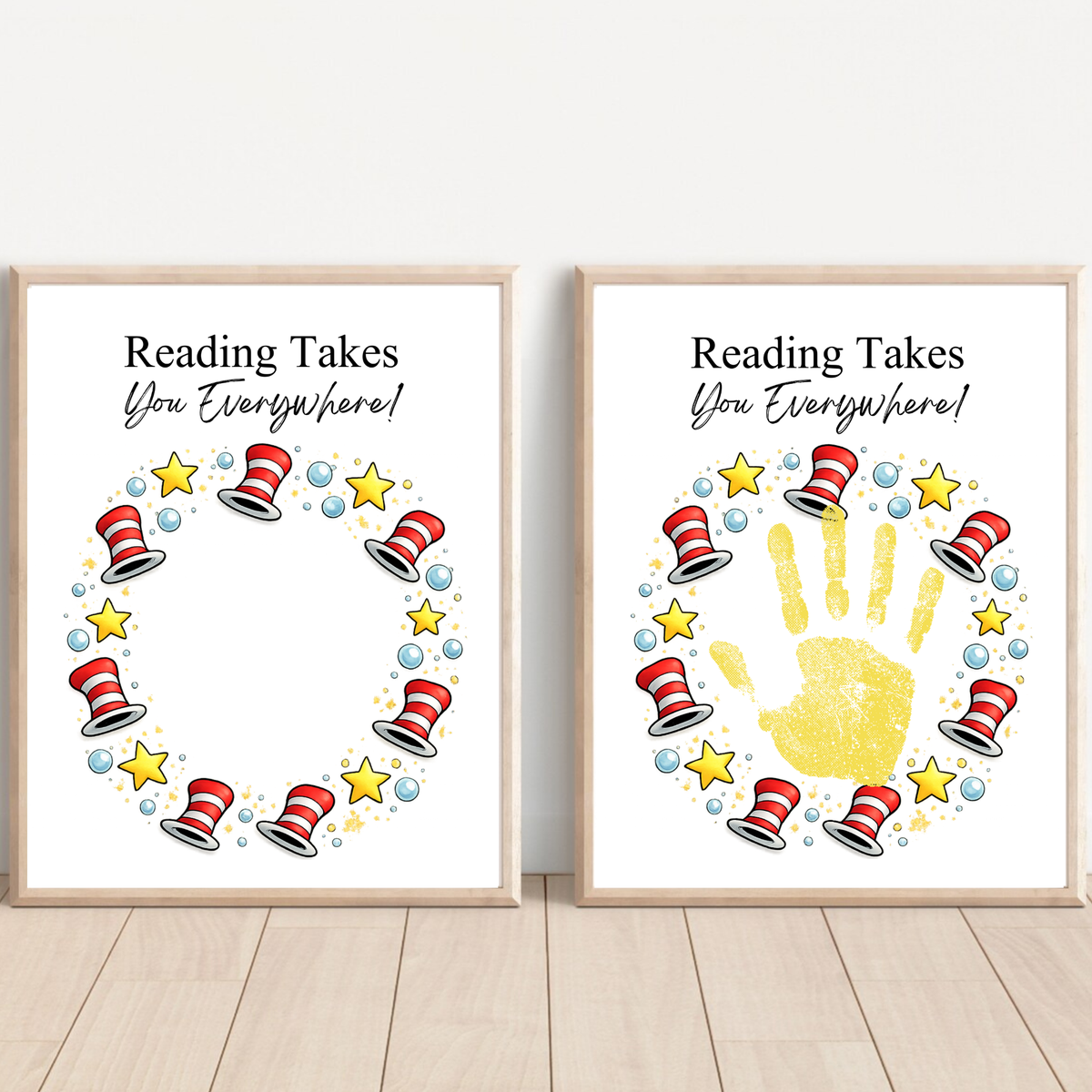 Reading Takes You Everywhere Wreath Handprint Craft Printable | Kids Literacy Week Activity | Preschool Reading Celebration Art PDF