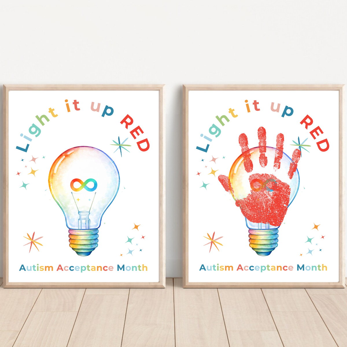 Autism Acceptance Month “Light It Up Red” Handprint Craft Printable | Autism Awareness Classroom Activity | Kids Inclusion Art PDF