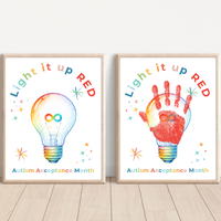 Autism Acceptance Month “Light It Up Red” Handprint Craft Printable | Autism Awareness Classroom Activity | Kids Inclusion Art PDF