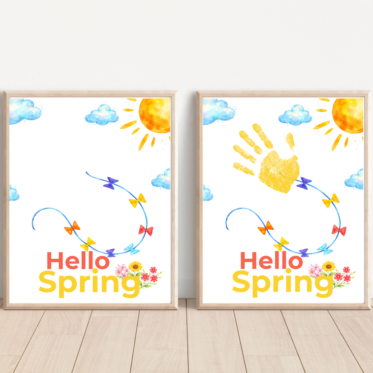 Hello Spring Handprint Kite Craft Printable with Kite | Spring Preschool Activity | Kids Seasonal Art Project | Classroom Spring Keepsake PDF