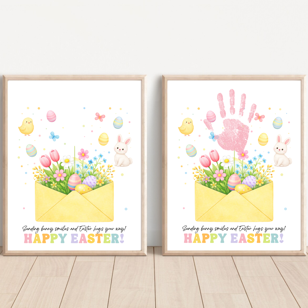 Easter Handprint Craft Printable | Bunny & Chick Flower Envelope Keepsake | Preschool Fine Motor Spring Activity PDF