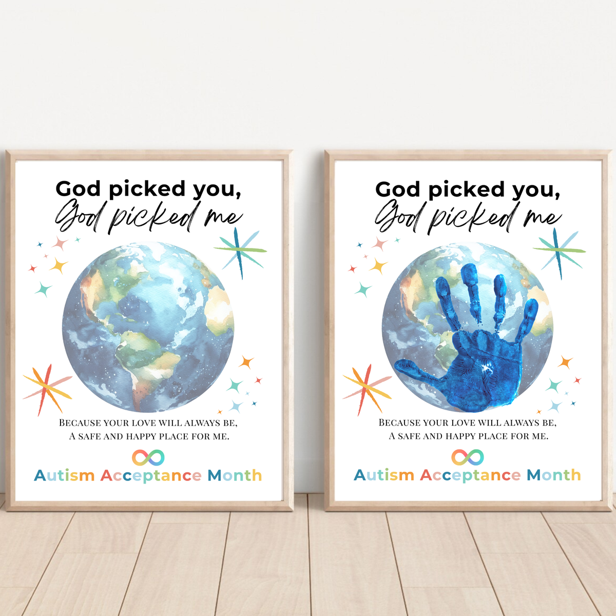 Autism Acceptance Month Handprint Craft Printable | “God Picked You, God Picked Me” Faith-Based Inclusion Activity | Christian Kids Art PDF