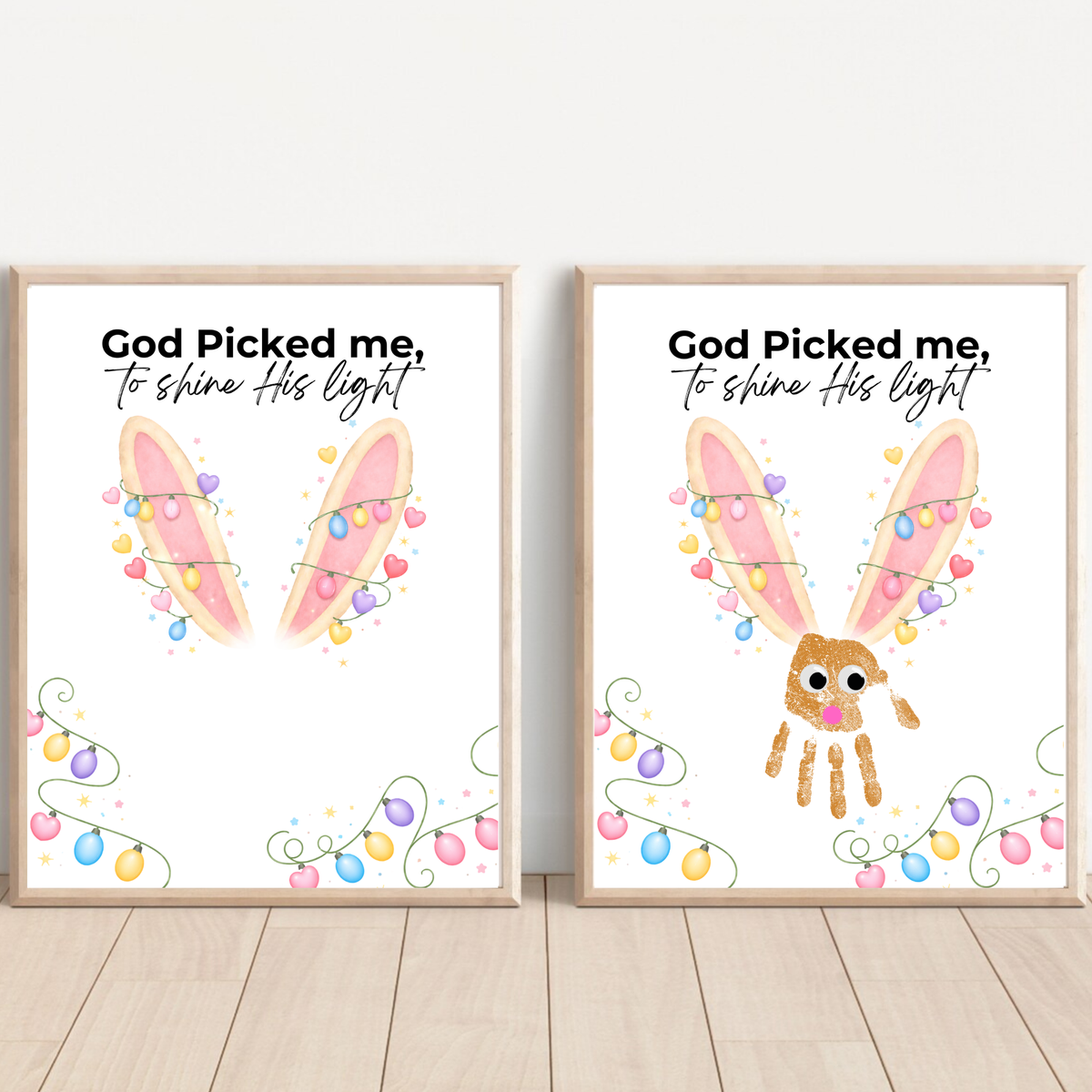 Christian Easter Handprint Craft Printable | “God Picked Me to Shine His Light” Bunny Keepsake | Faith-Based Kids Art Activity PDF