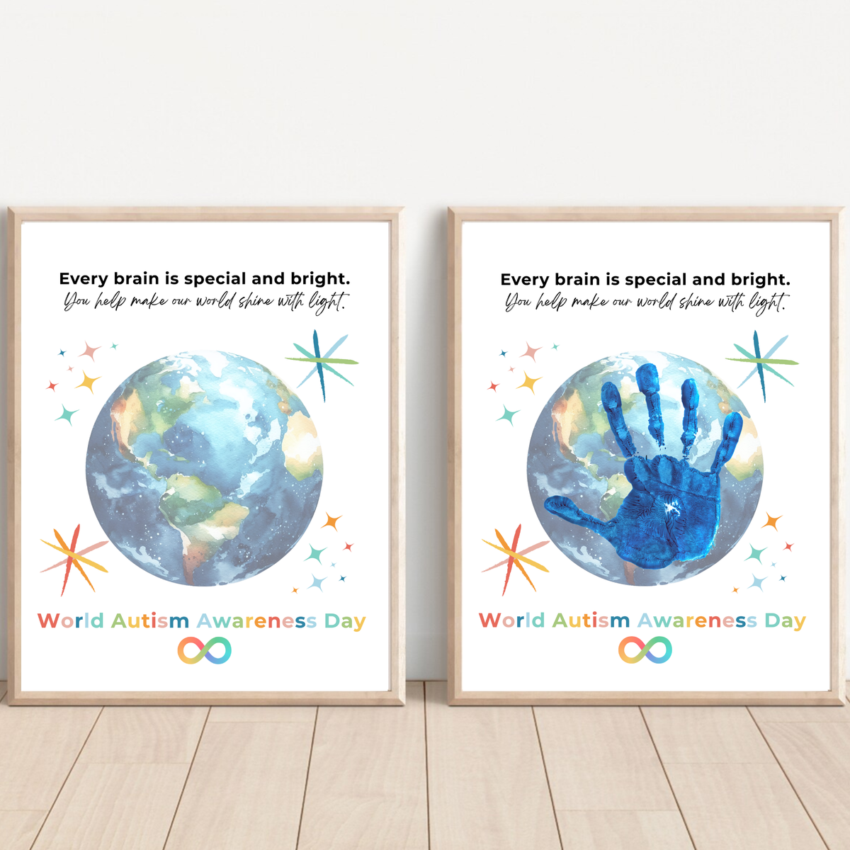 World Autism Acceptance Day Handprint Craft Printable | Autism Awareness & Inclusion Activity for Kids | Classroom Social Emotional Learning Art PDF| Colorful Earth
