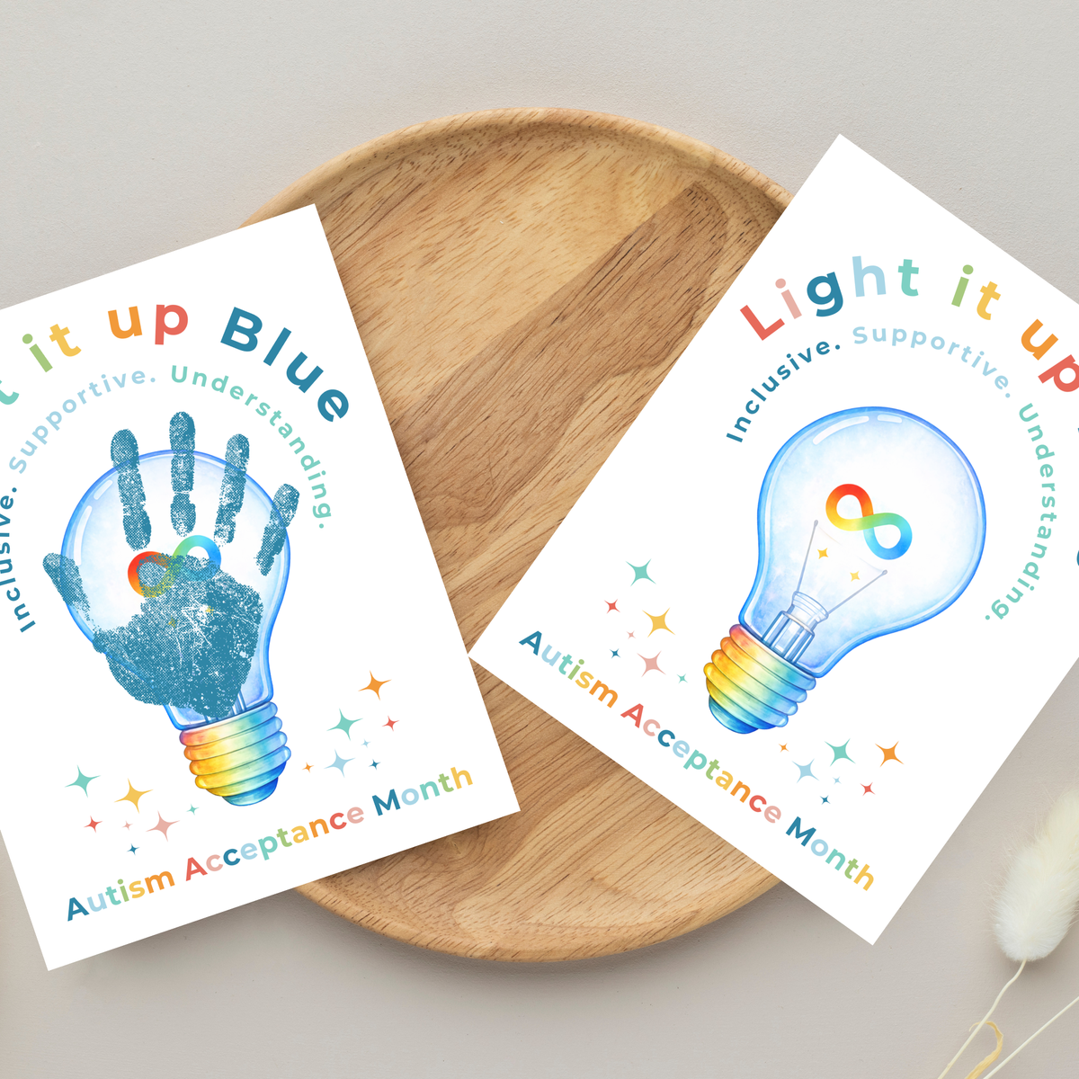 Autism Acceptance Month “Light It Up Blue” Handprint Craft Printable | Autism Awareness & Inclusion Kids Activity | Classroom SEL Art PDF