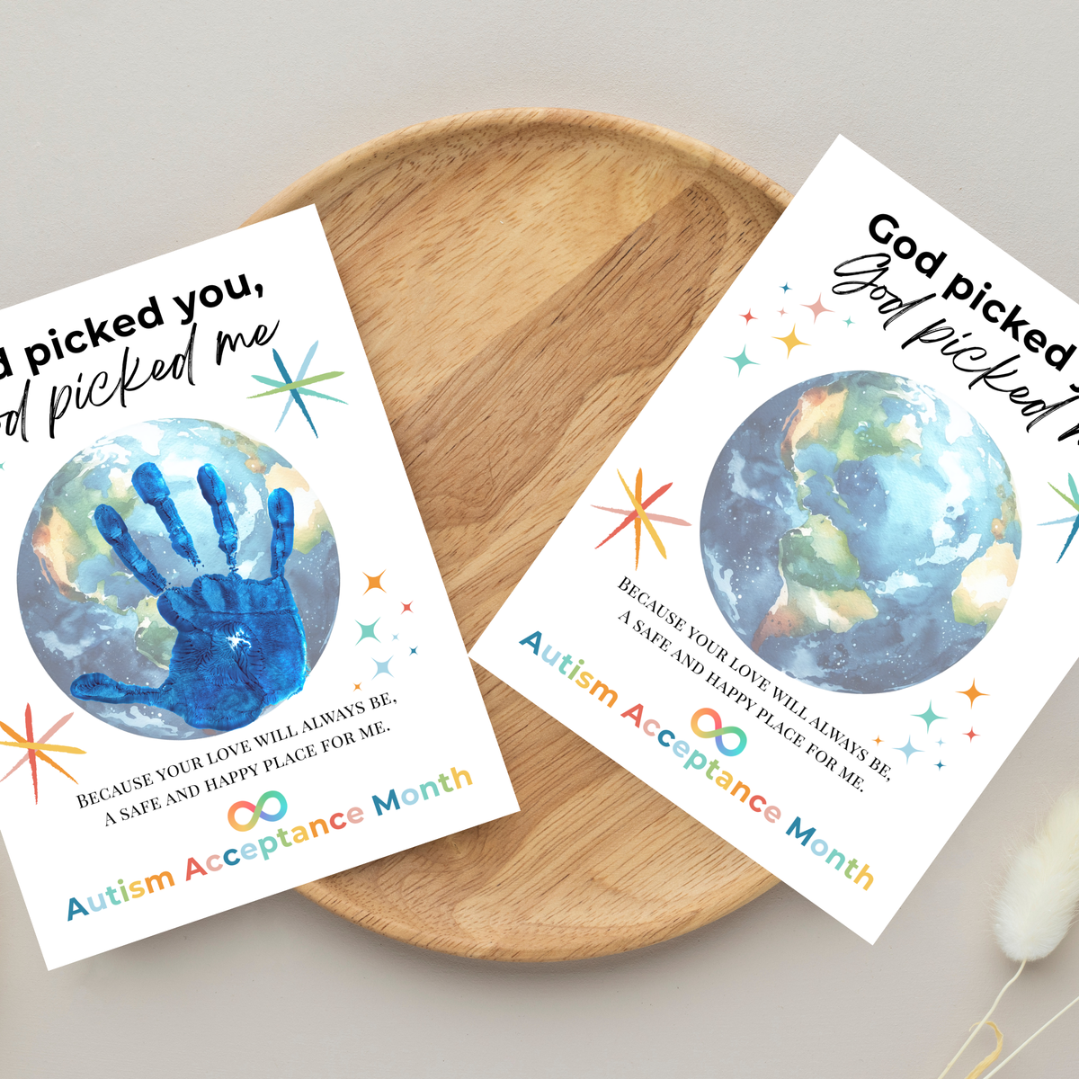 Autism Acceptance Month Handprint Craft Printable | “God Picked You, God Picked Me” Faith-Based Inclusion Activity | Christian Kids Art PDF