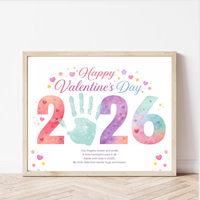 Valentine’s Day 2026 Handprint Craft Printable | Yearly Valentine Keepsake | Kids Valentine Art PDF