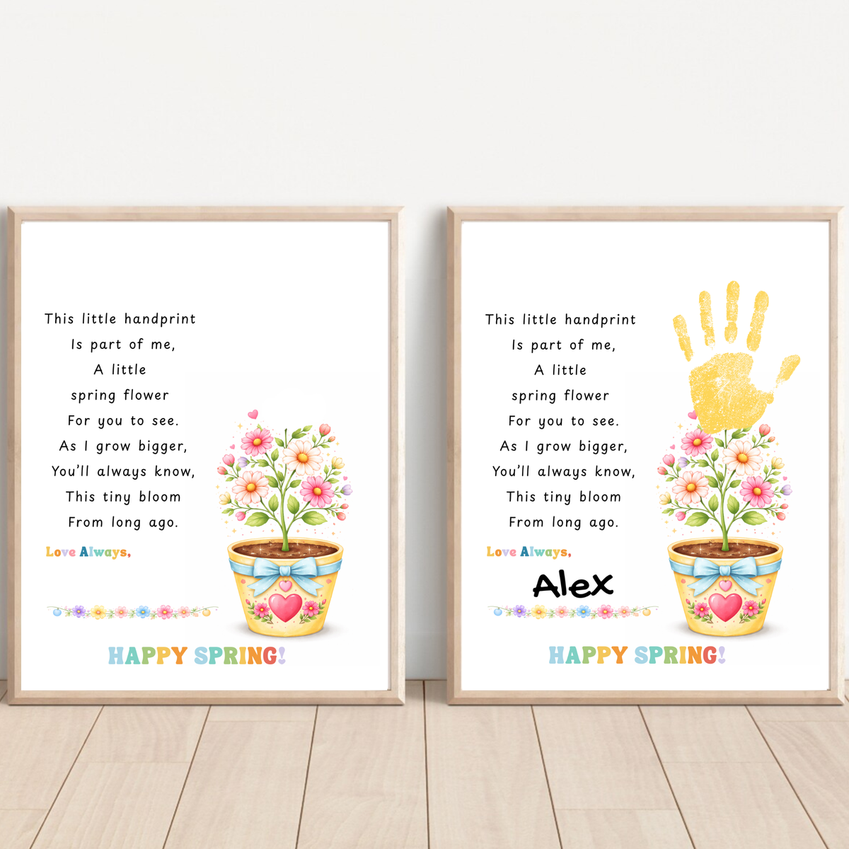Spring Handprint Flower Craft Printable | Personalized Keepsake Poem Activity | Preschool Spring Art Gift | Kids Flower Pot Handprint PDF