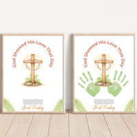 Good Friday Handprint Cross Craft Printable | “God Showed His Love That Day” Christian Kids Activity | Easter Faith Keepsake PDF
