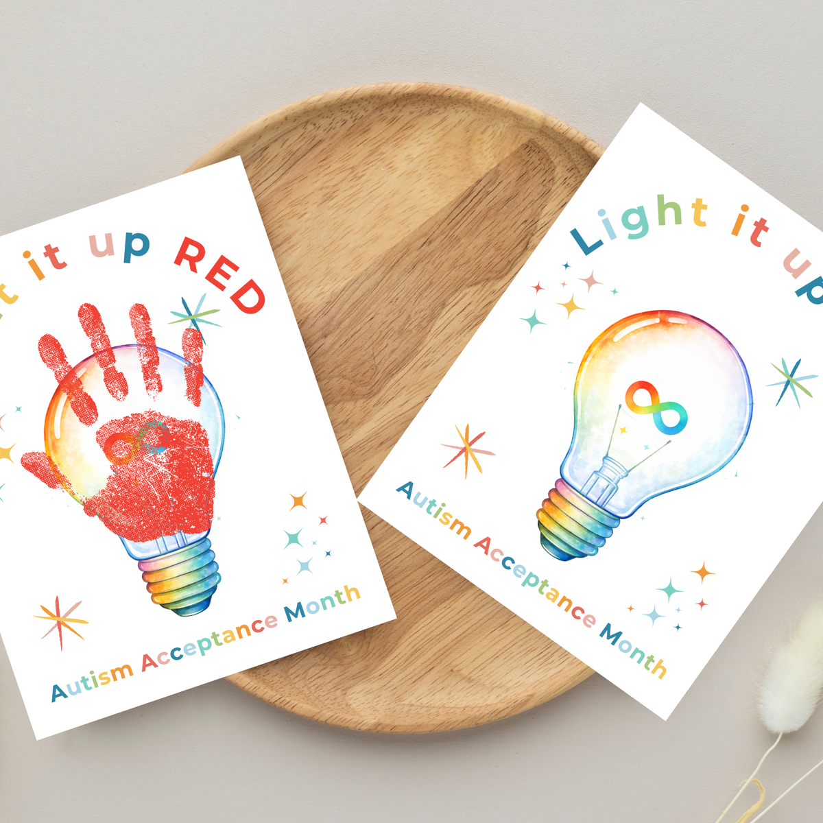 Autism Acceptance Month “Light It Up Red” Handprint Craft Printable | Autism Awareness Classroom Activity | Kids Inclusion Art PDF