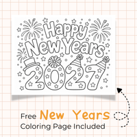 New Year 2027 Handprint Craft & Coloring Page | Happy New Year Keepsake Printable for Kids