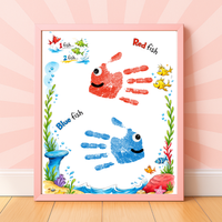 Red Fish Blue Fish Handprint Craft Printable | Kids Literacy Art Activity | Color Learning Classroom Keepsake PDF