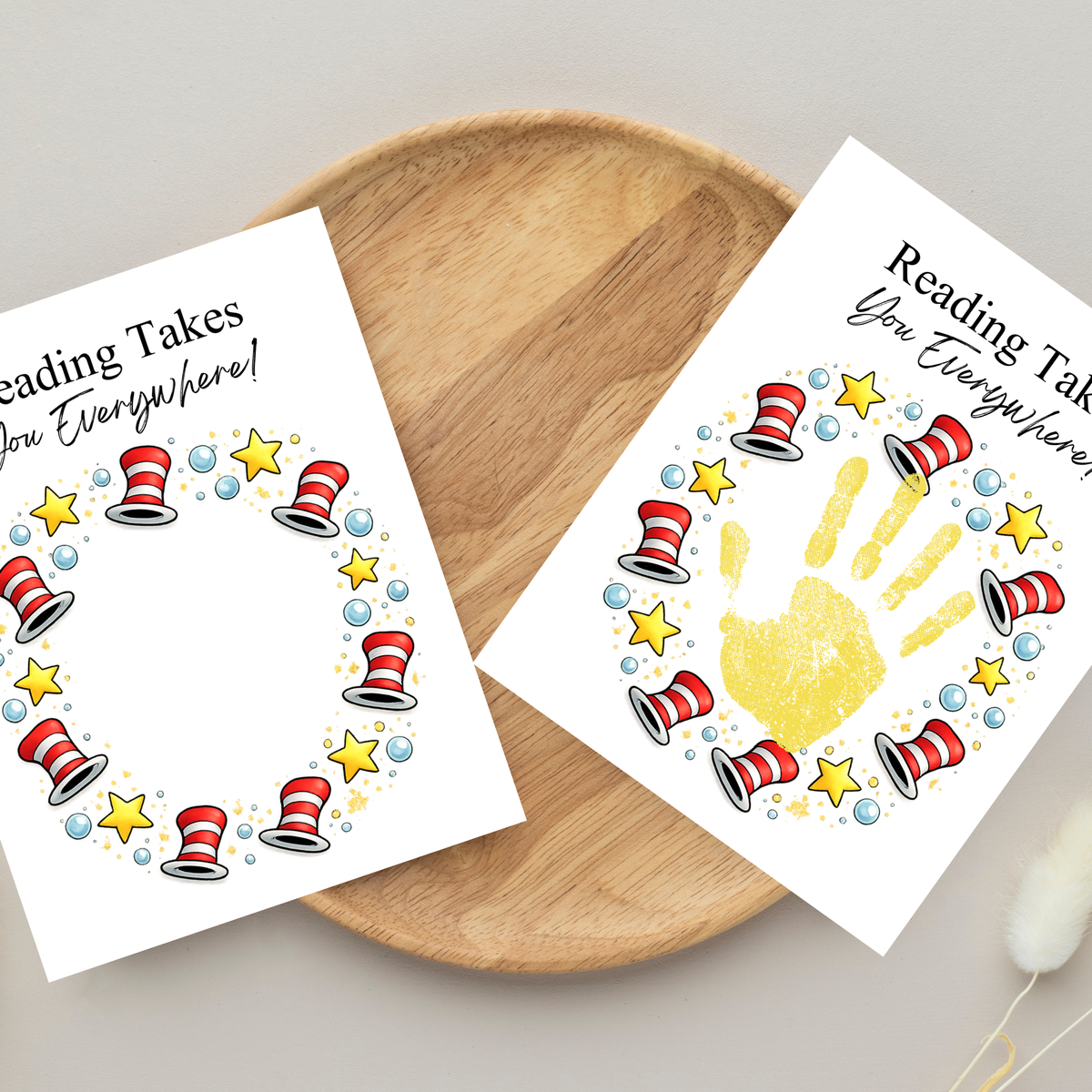 Reading Takes You Everywhere Wreath Handprint Craft Printable | Kids Literacy Week Activity | Preschool Reading Celebration Art PDF