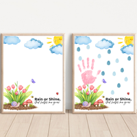 Rain or Shine Handprint Craft Printable | “God Helps Me Grow” Spring Faith-Based Activity | Preschool Christian Keepsake Art PDF