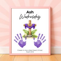 Ash Wednesday Handprint Craft Printable | Christian Lent Keepsake Art | Psalm 51:10 Faith-Based Kids Activity PDF
