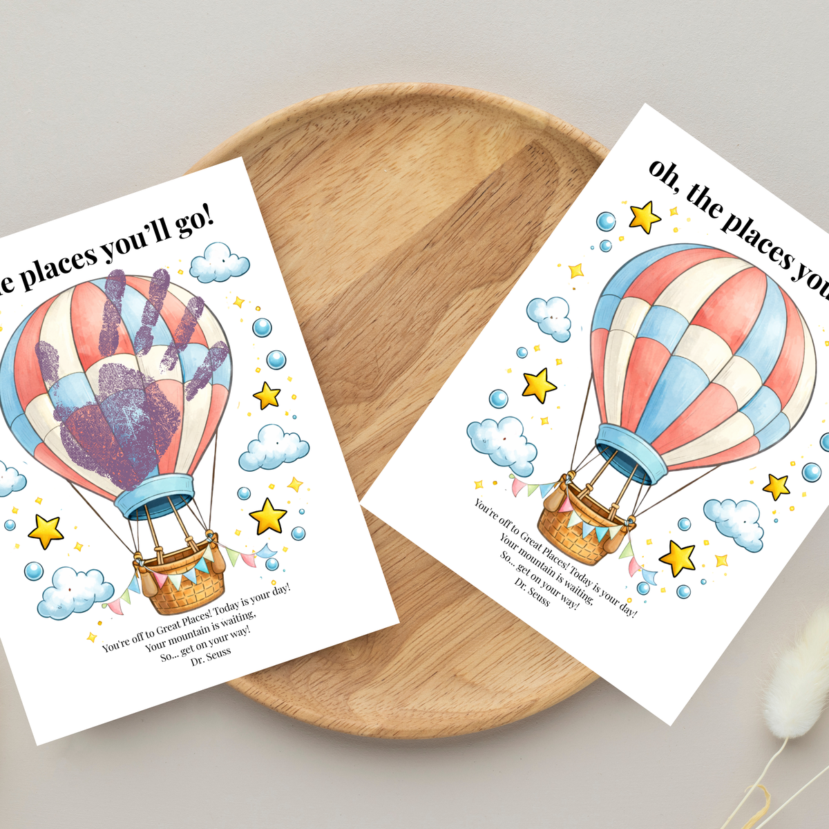 Hot Air Balloon Graduation Handprint Craft Printable | “Oh, the Places You’ll Go!” Inspirational Keepsake | End of Year Art PDF