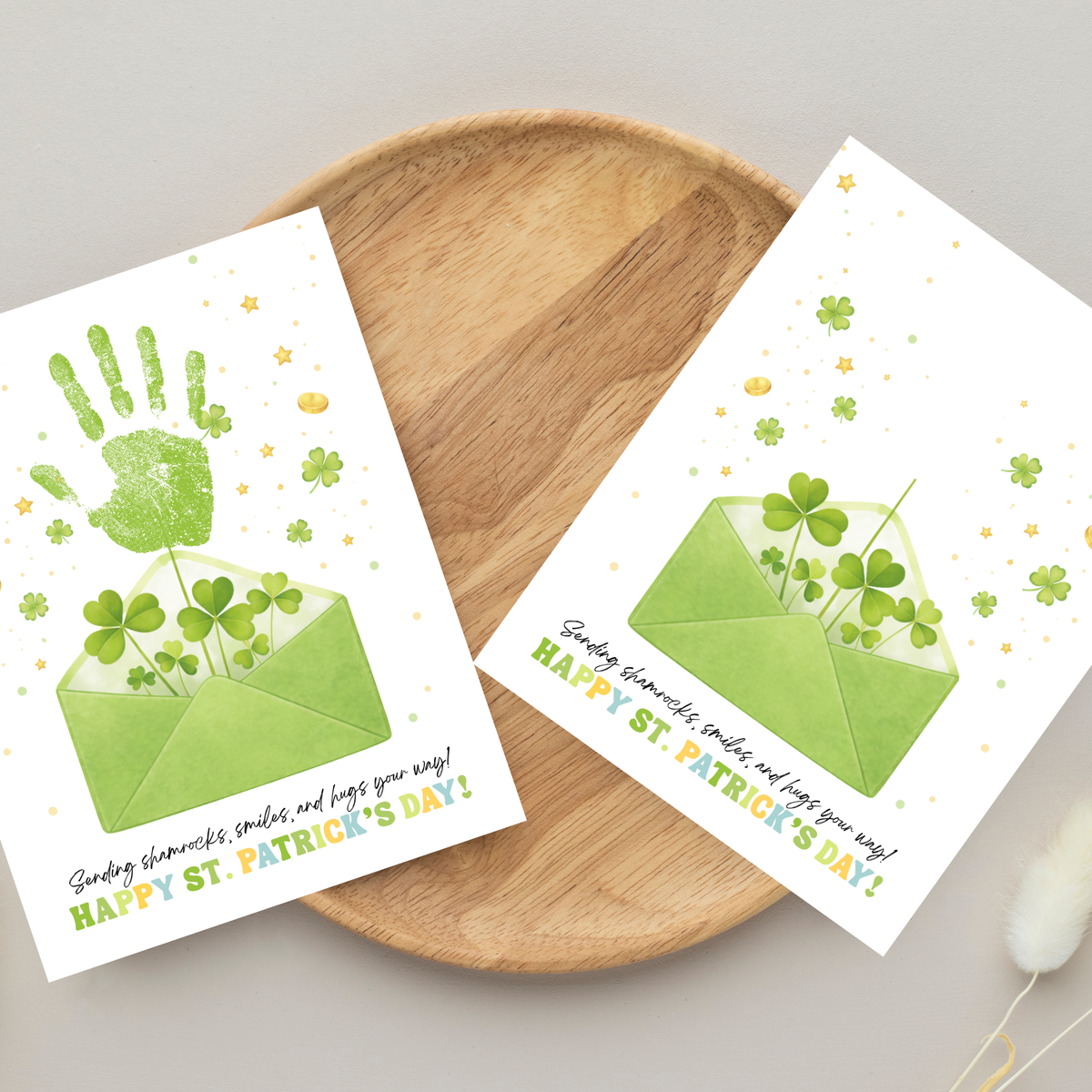 St. Patrick’s Day Handprint Craft Printable | Shamrock Envelope Keepsake Art | Preschool Fine Motor Activity PDF