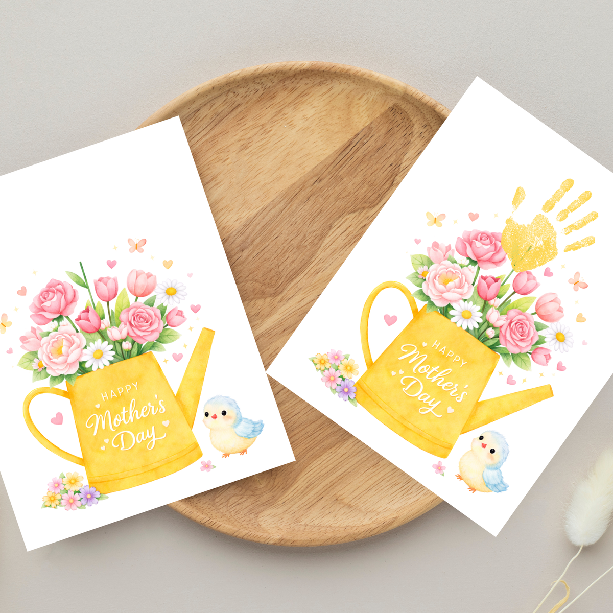 Mother’s Day Handprint Craft Printable | “Happy Mother’s Day” Flower Watering Can Keepsake | Preschool Kids Mother’s Day Activity PDF