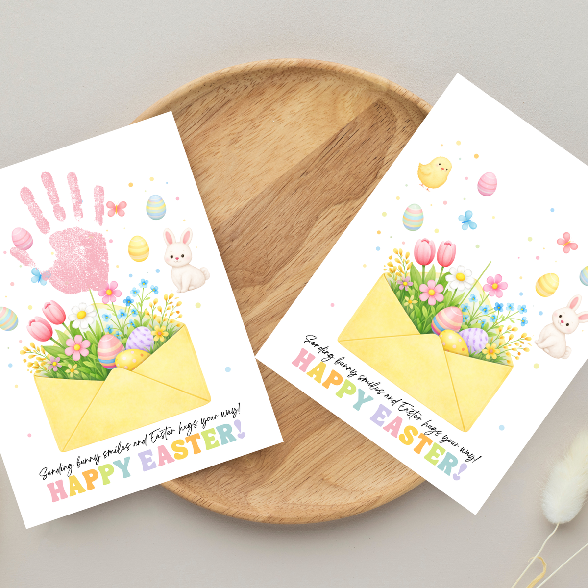 Easter Handprint Craft Printable | Bunny & Chick Flower Envelope Keepsake | Preschool Fine Motor Spring Activity PDF