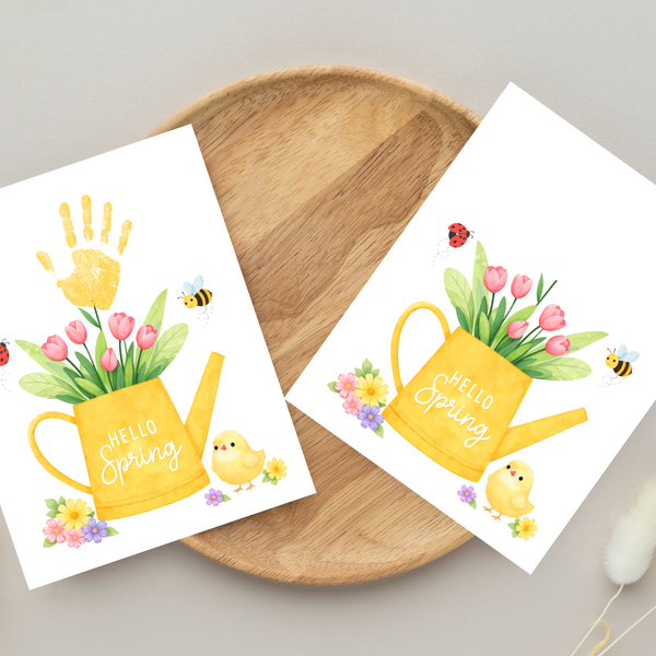 Spring Handprint Craft Printable | “Hello Spring” Watering Can Flower Keepsake | Preschool Fine Motor Spring Activity PDF