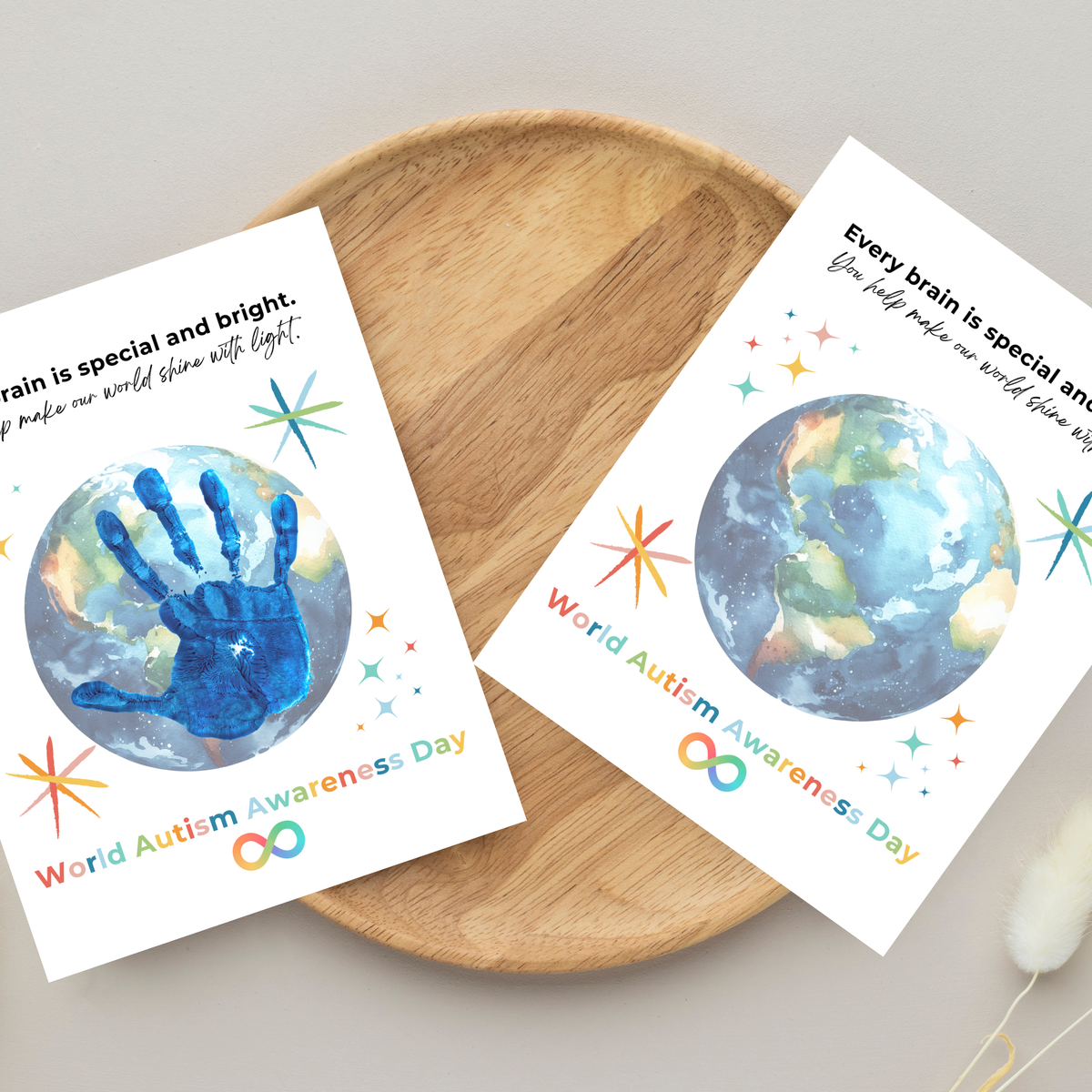 World Autism Acceptance Day Handprint Craft Printable | Autism Awareness & Inclusion Activity for Kids | Classroom Social Emotional Learning Art PDF| Colorful Earth