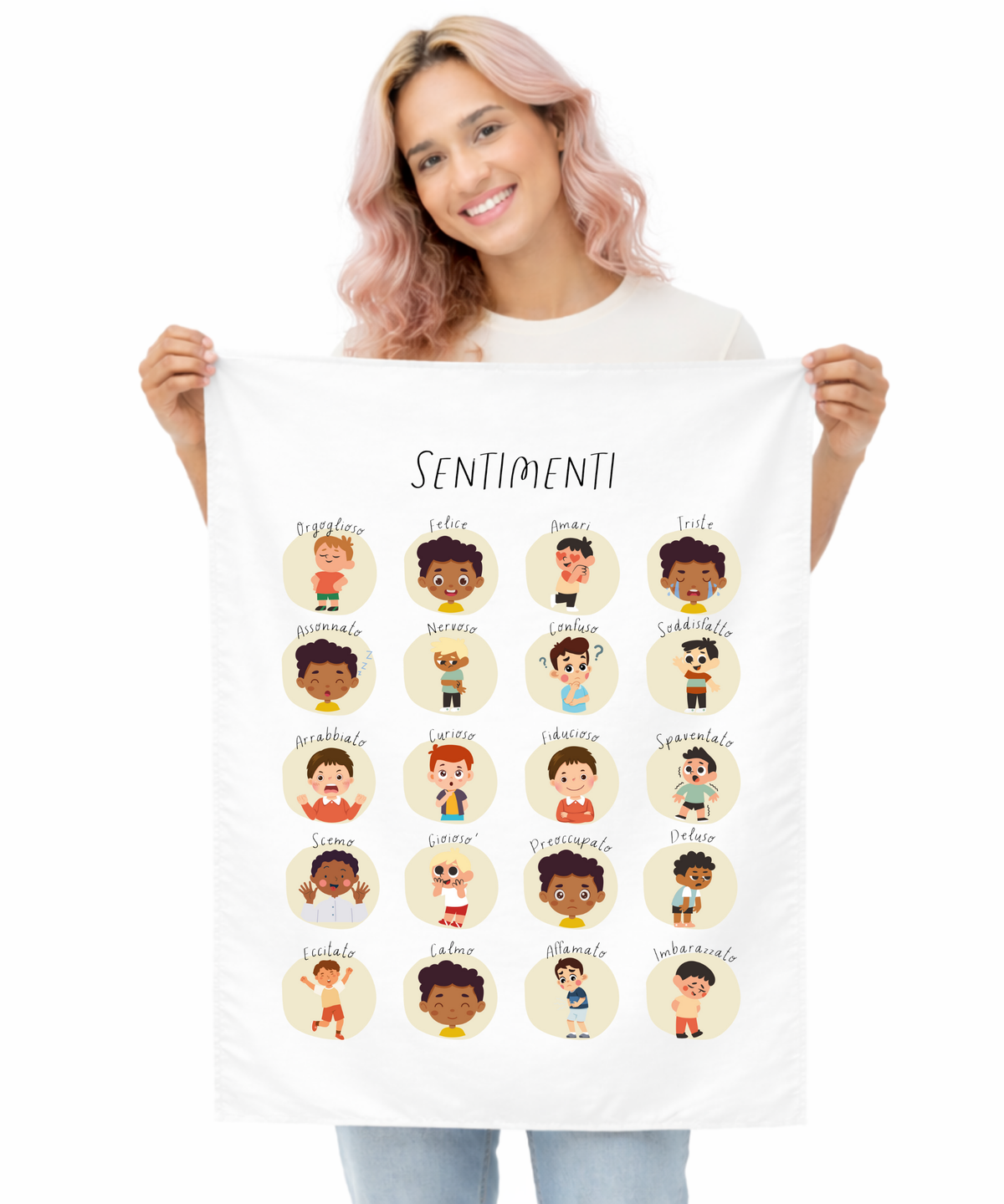 Italian Feelings Wall Tapestry (Male) – Emotional Awareness & Language Learning Support