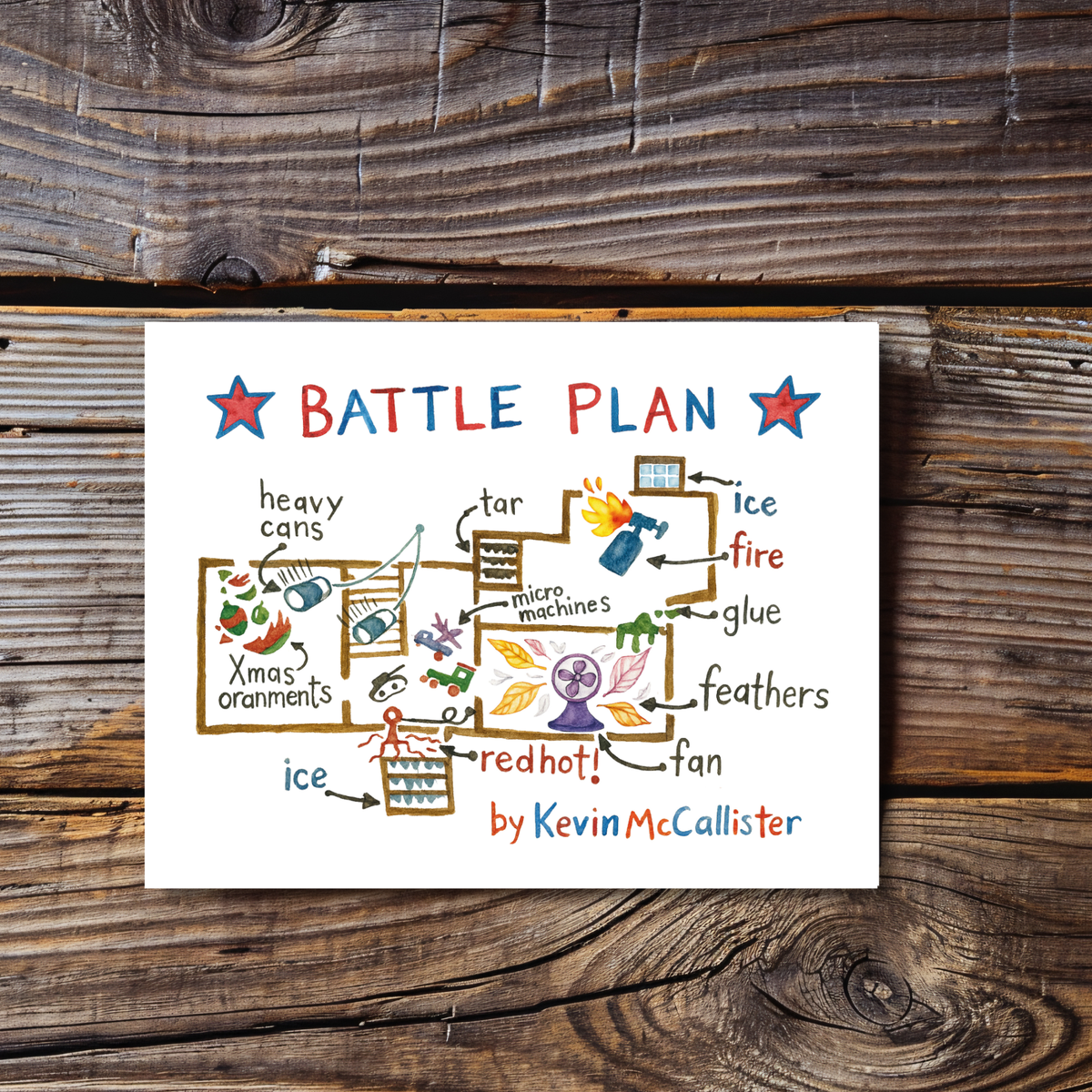 Battle Plan Kids Printable Wall Art | Funny Holiday Trap Blueprint Poster | Movie Night Decor | Playroom Art Print | Multiple Sizes Included