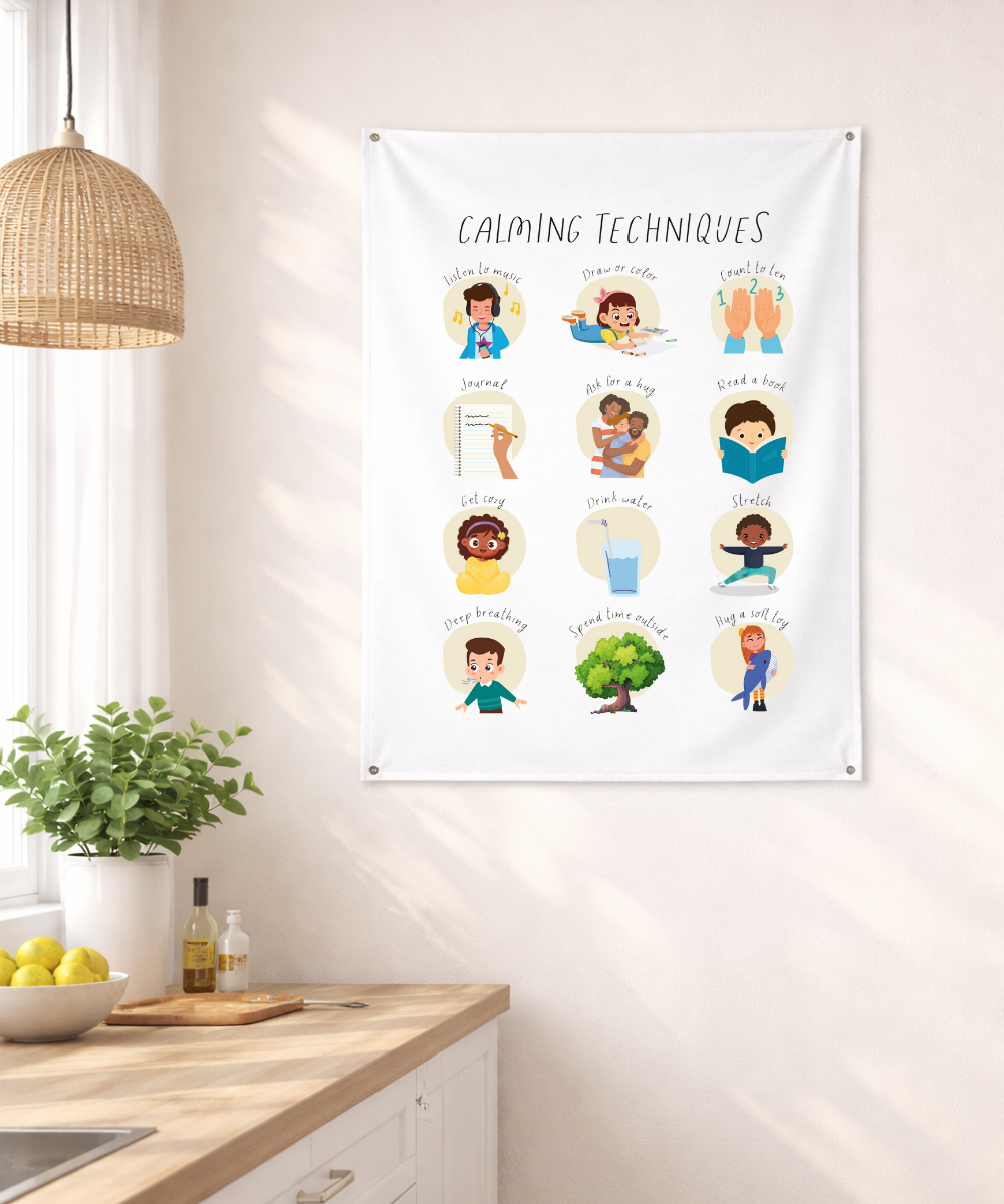 Calming Techniques Wall Tapestry – Emotional Regulation & Learning Support