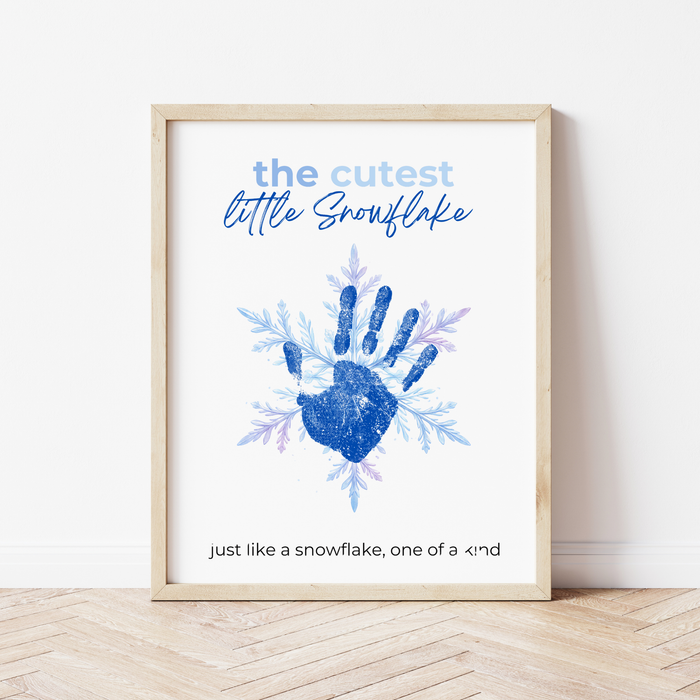 Winter Handprint Snowflake Craft Printable for Kids | Little Snowflake Keepsake Art | One of a Kind Winter Decor PDF