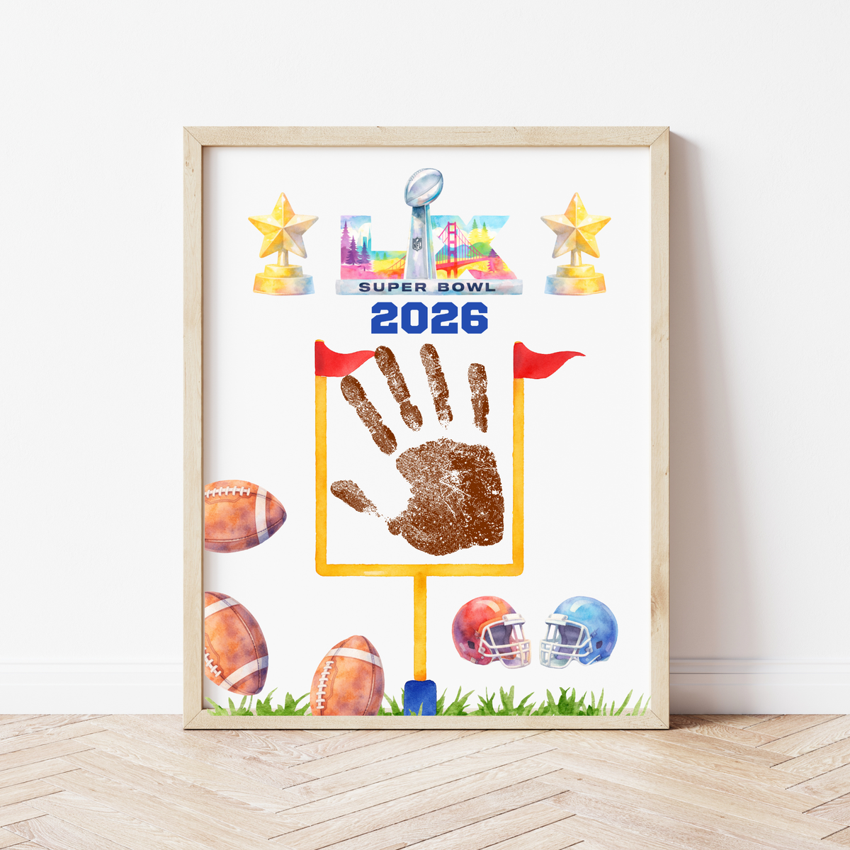 Football Championship 2026 Handprint Craft Printable for Kids | Big Game Keepsake Art | Sports-Themed PDF
