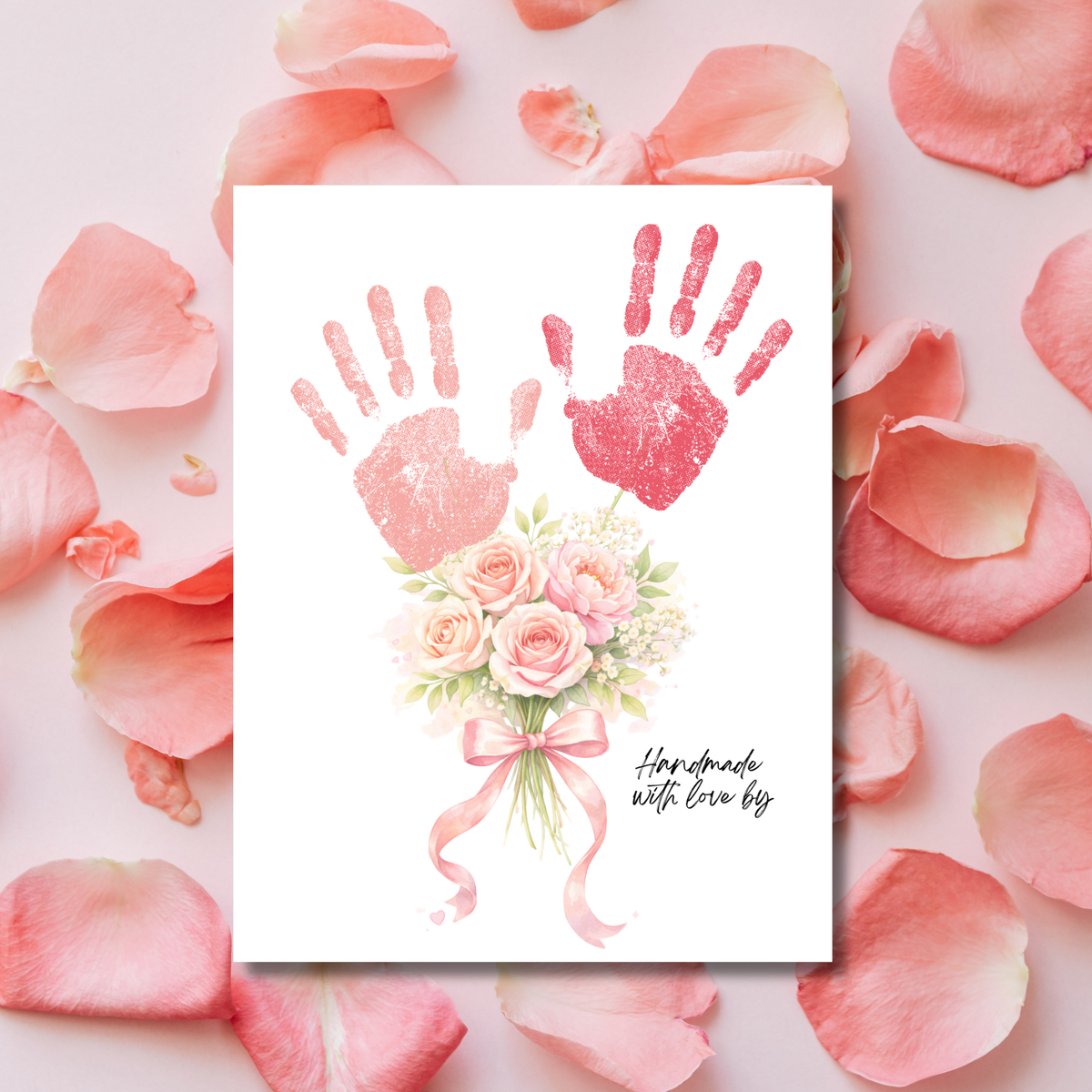 Floral Handprint Printable Gift for Her | Mother’s Day, Grandma, Teacher Appreciation, Birthday Keepsake | Handmade with Love Art
