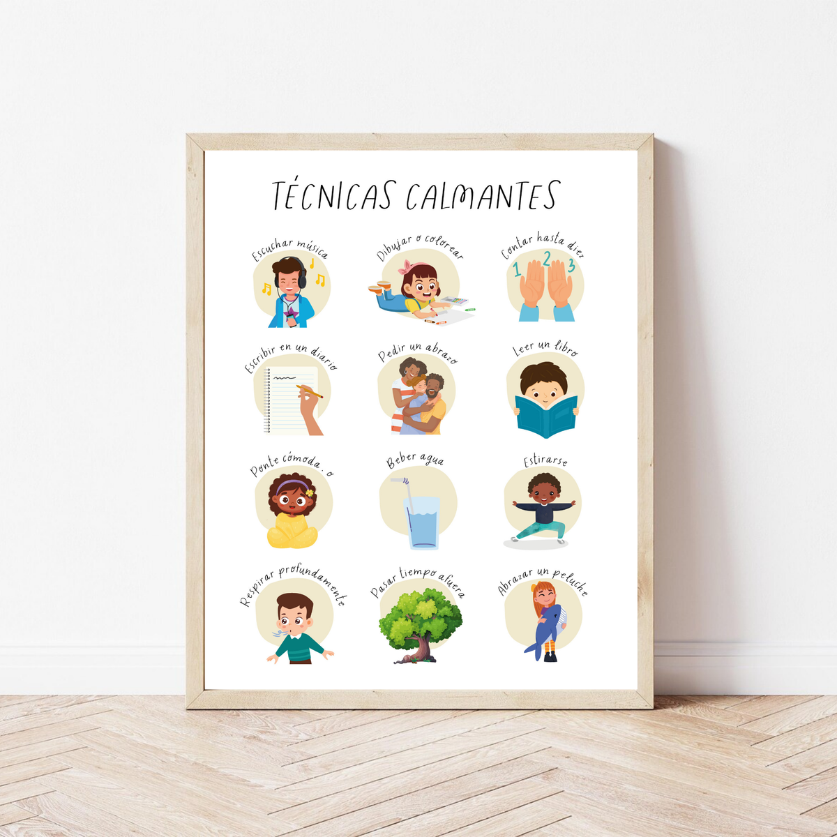 Spanish Calming Techniques Poster | Emotional Regulation Chart for Kids | Educational Classroom & Home Wall Art