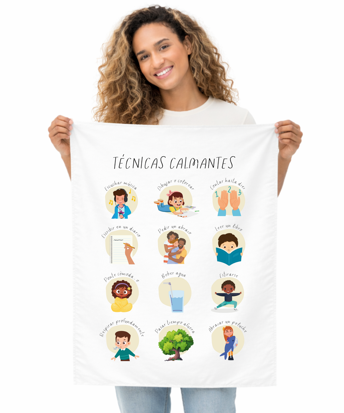 Spanish Calming Techniques Wall Tapestry – Emotional Regulation & Language Learning Support